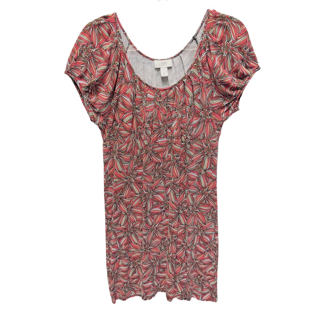 Y2K Knit Ann Taylor Novelty Artsy Floral Pleated Mini Dress
